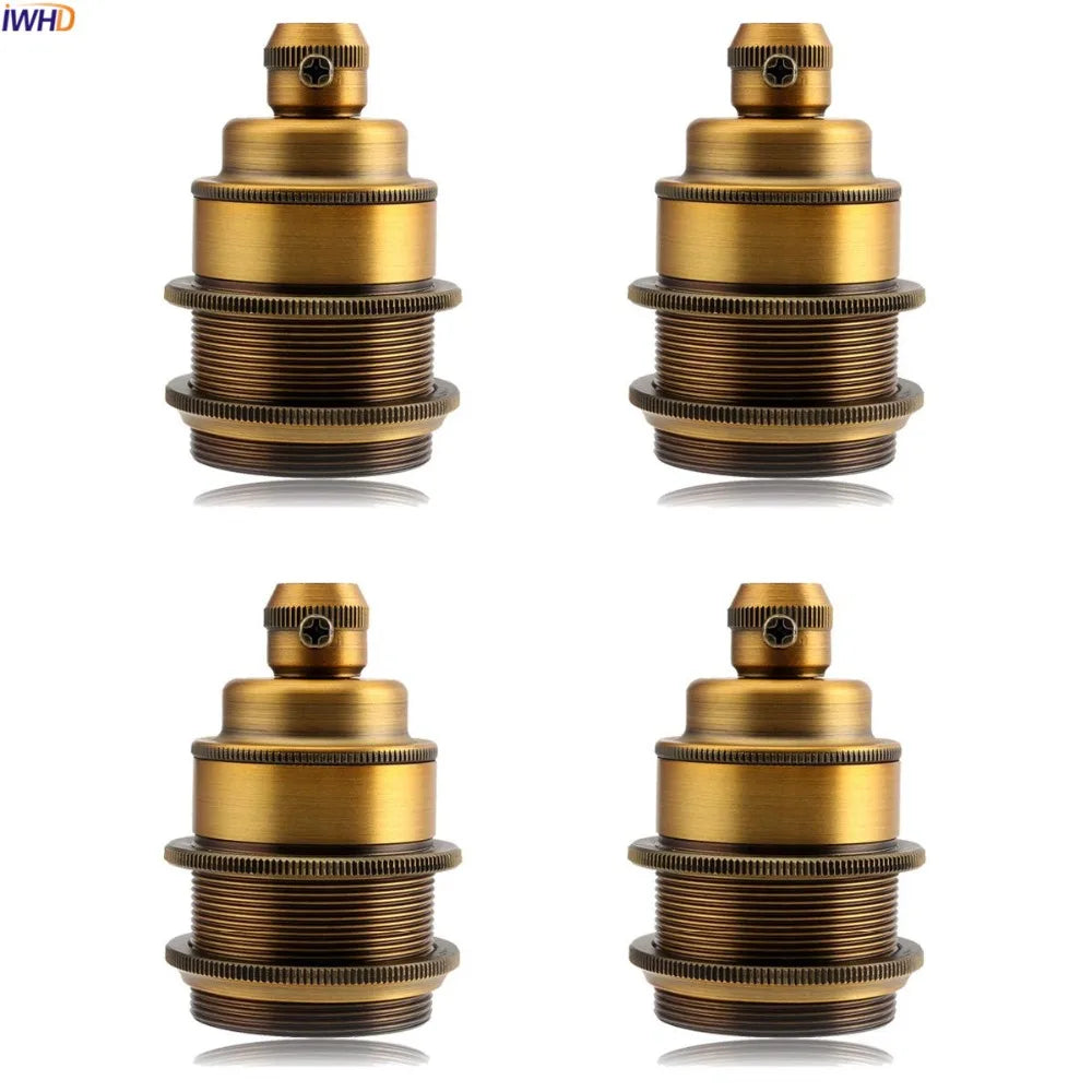 Afralia™ Yellow Vintage E27 Aluminum Lamp Holder for LED Light Bulbs