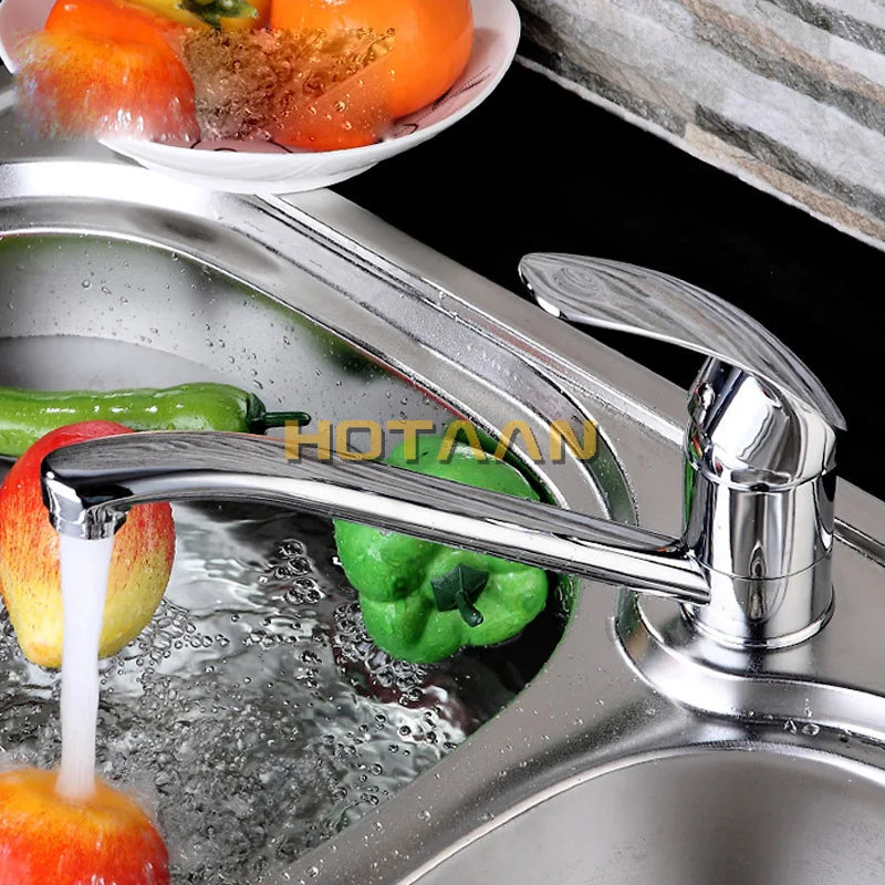 Afralia™ Modern Kitchen Sink Faucet Mixer | Cold Hot Water Tap | 360° Rotate Chrome