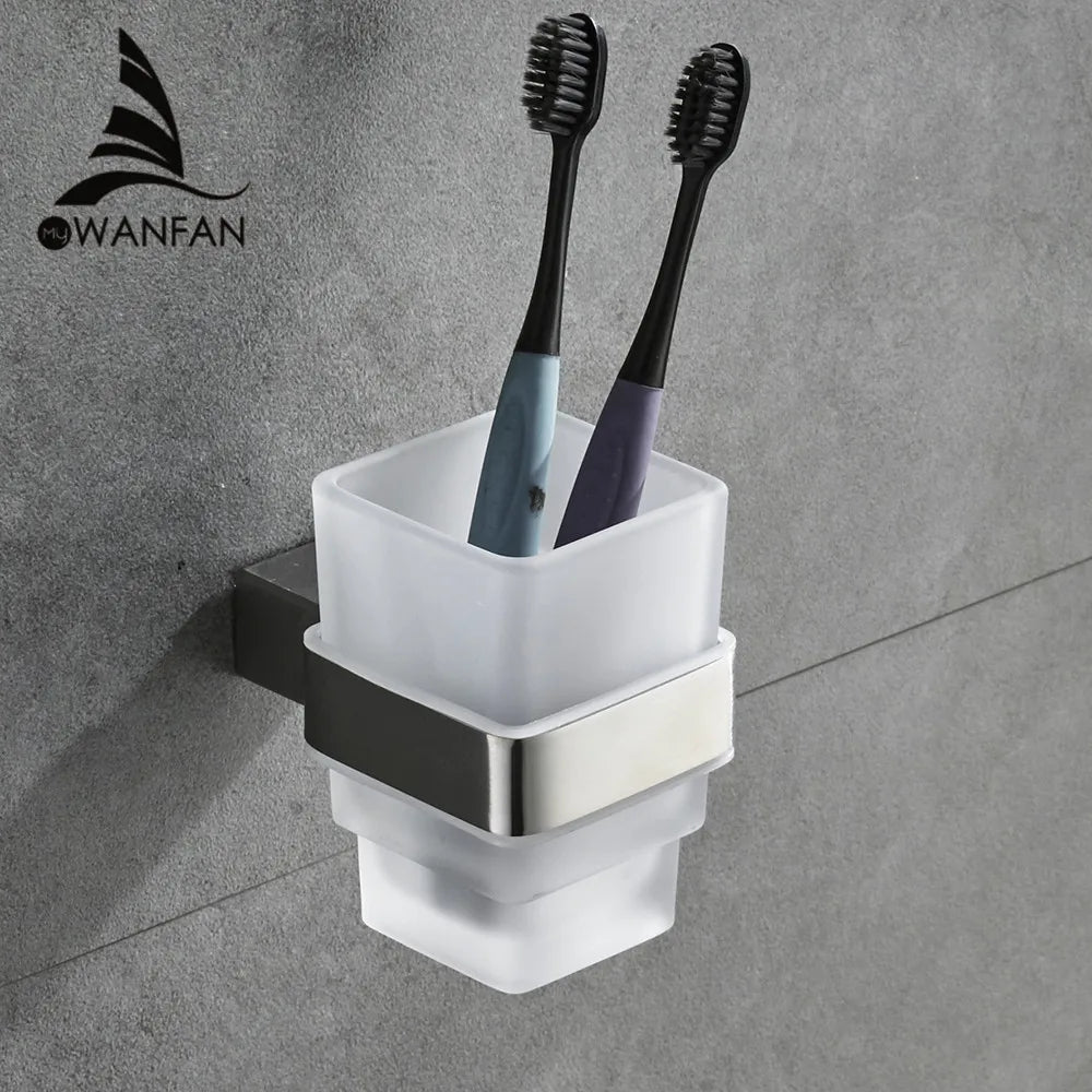 Afralia™ Stainless Steel & Ceramic Bathroom Cup Holder