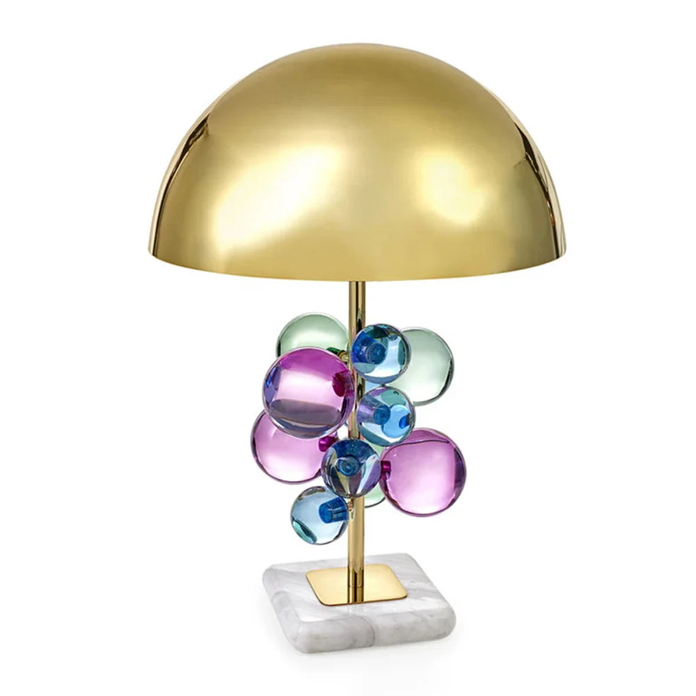 Afralia™ Crystal Bubble LED Desk Lamp - Art Deco Style, Clear Colorized, Marble Base