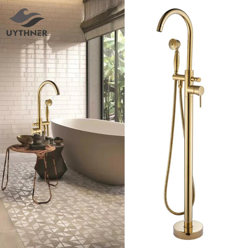 Afralia™ Gold Tub Sink Faucet with Handshower