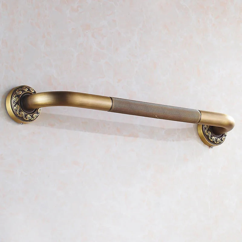 Afralia™ Antique Brass Wall Mounted Grab Bar for Bathroom Safety, 52 cm - Home Assist Handle
