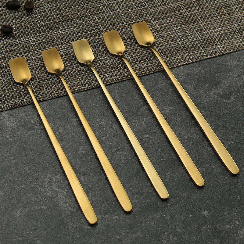 Afralia™ Stainless Steel Espresso Stirring Spoons Set of 4