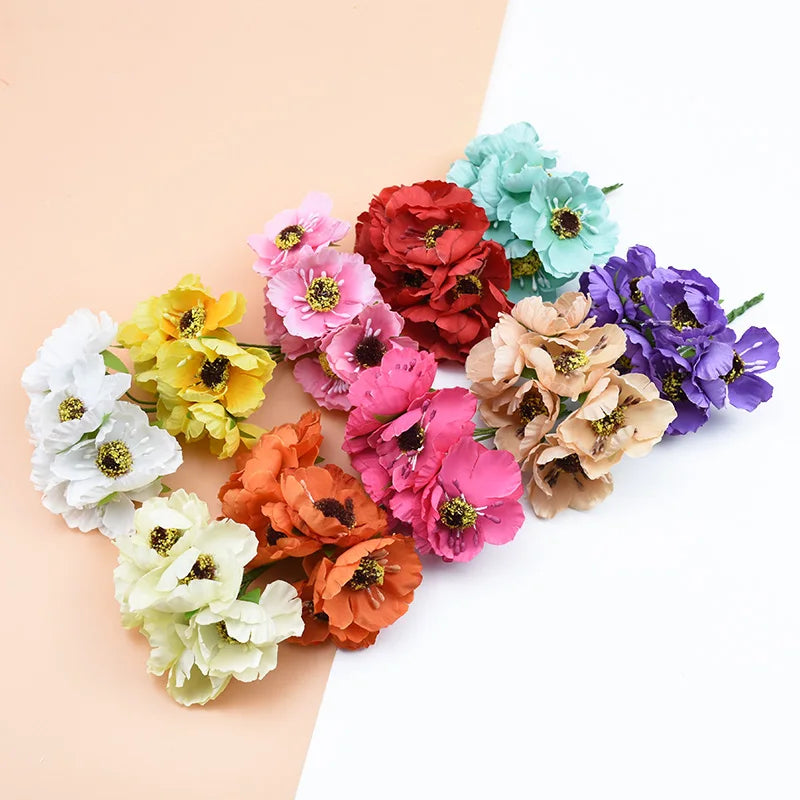 Afralia™ Silk Cherry Flowers Wreaths DIY Gifts Box Scrapbook Wedding Decorations