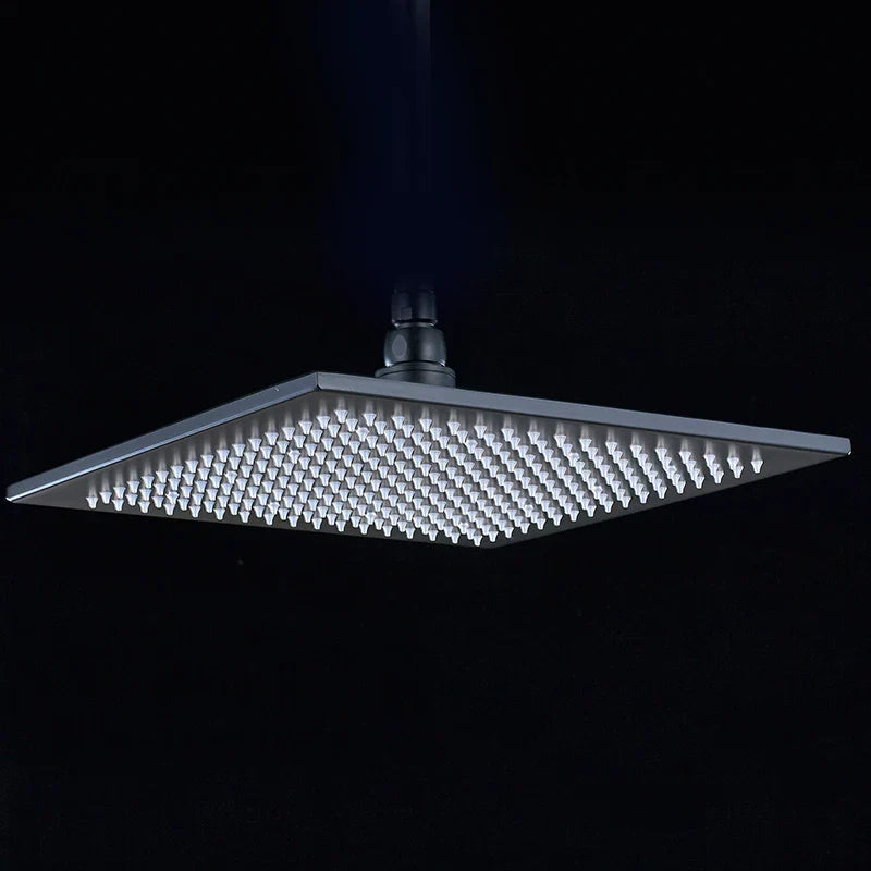 Afralia™ Matte Black 16" LED Square Shower Head - Brass Rainfall Faucet Head