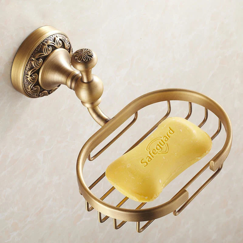 Afralia™ Antique Bronze Brass Crystal Soap Dish Basket Bathroom Accessories