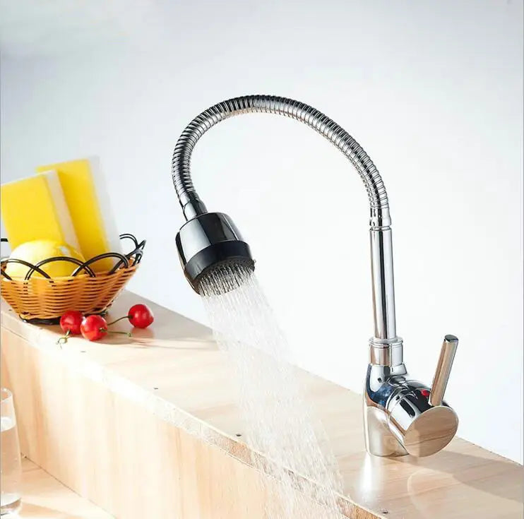 Afralia™ Swivel Pull Out Brass Kitchen Faucet with Gooseneck Sink Mixer Tap