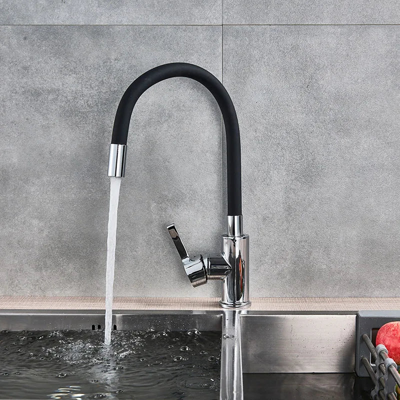 Afralia™ Flexi-Neck Kitchen Sink Faucet: Hot Cold Mixer, Deck Mounted Bathroom Tap
