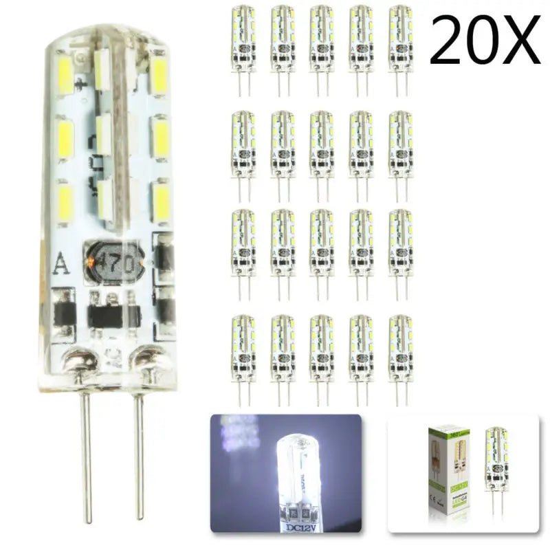 Afralia™ G4 LED Spotlight Bulb 2W Crystal Lamp 12V 3014 SMD - Pack of 20