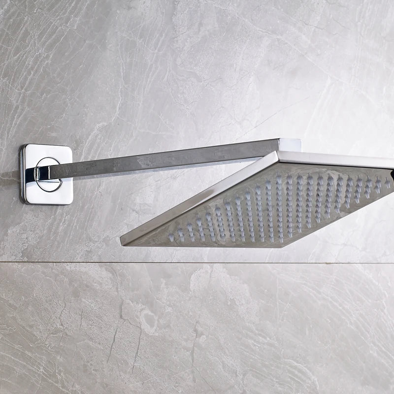 Afralia™ Chrome 8" LED Rainfall Shower Head Square - Bathroom Rain Top Head