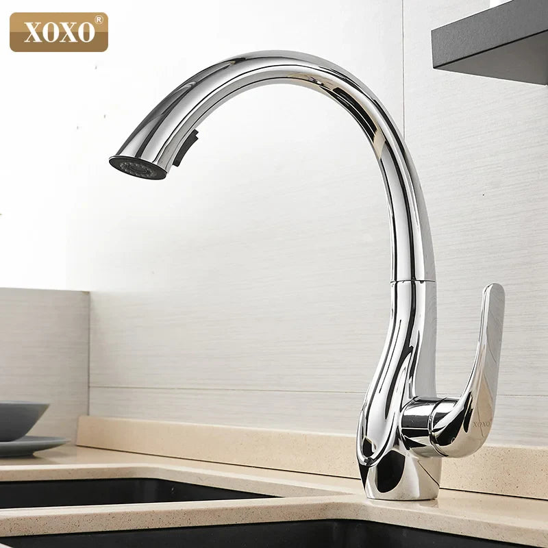 Afralia™ Golden Kitchen Faucet Pull Out Single Handle Water Mixer Tap