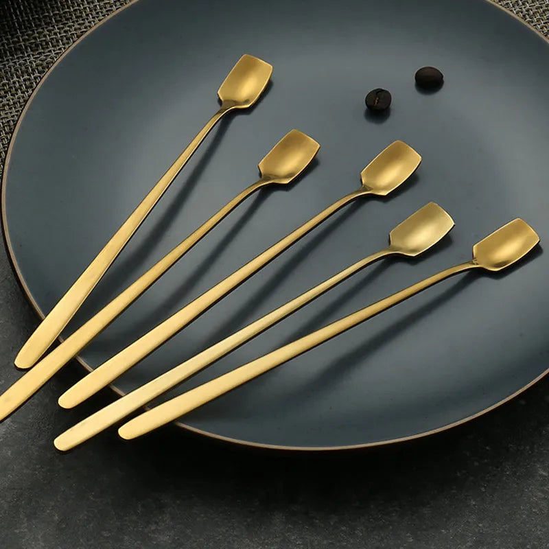 Afralia™ Stainless Steel Espresso Stirring Spoons Set of 4