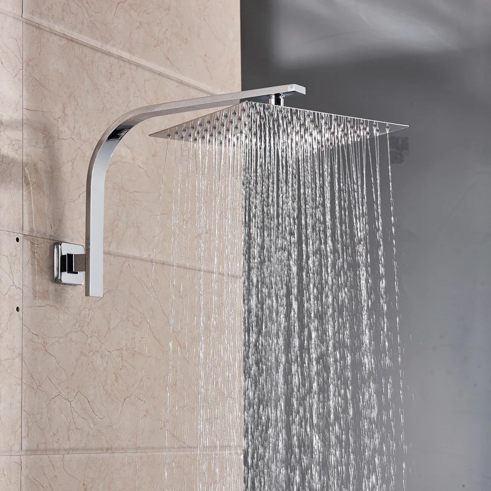 Afralia™ Square Stainless Steel Rainfall Shower Head Arm Bracket for Bathroom
