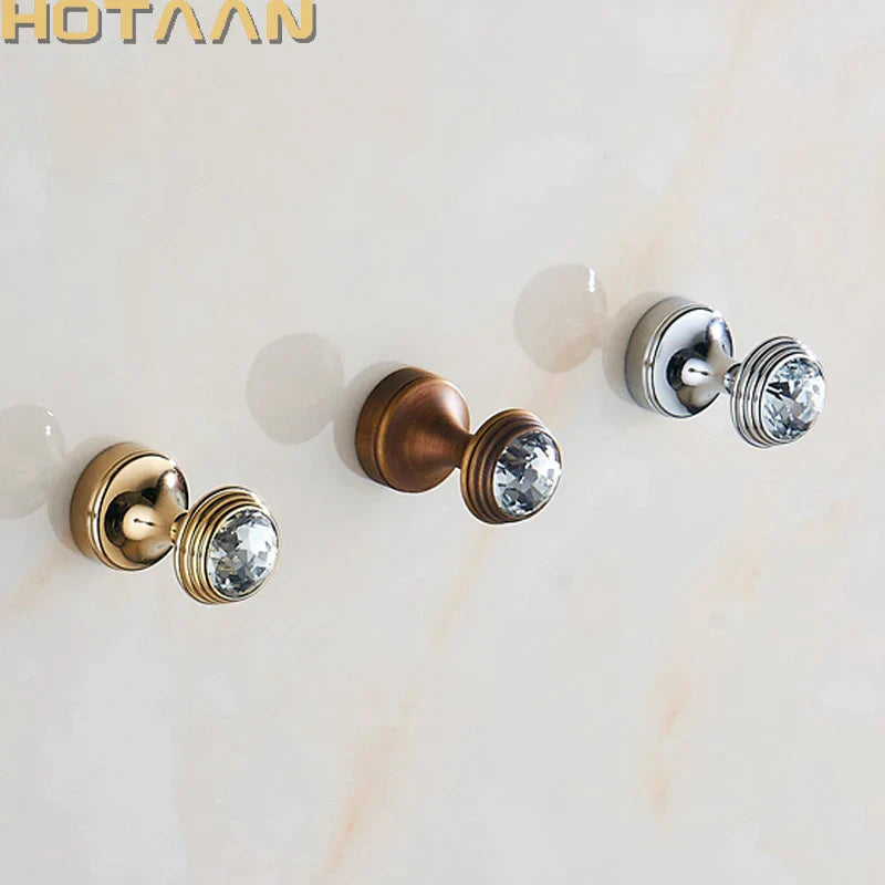 Afralia™ Crystal Chrome Wall Hook for Bathroom Robes & Clothes - Copper Material