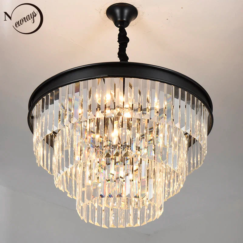 Afralia™ Modern Vintage K9 Crystal Chandelier E14 Lights for Living Room Bedroom Restaurant