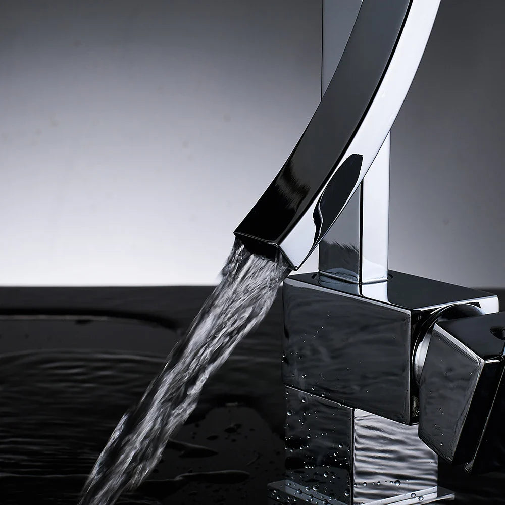 Afralia™ Waterfall Basin Faucet: Chrome Brass Single Handle Mixer Tap for Bathroom Sink