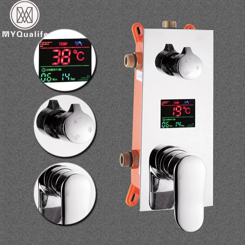 Afralia™ Digital Shower Mixer with Intelligent Display Control - Chrome Finish