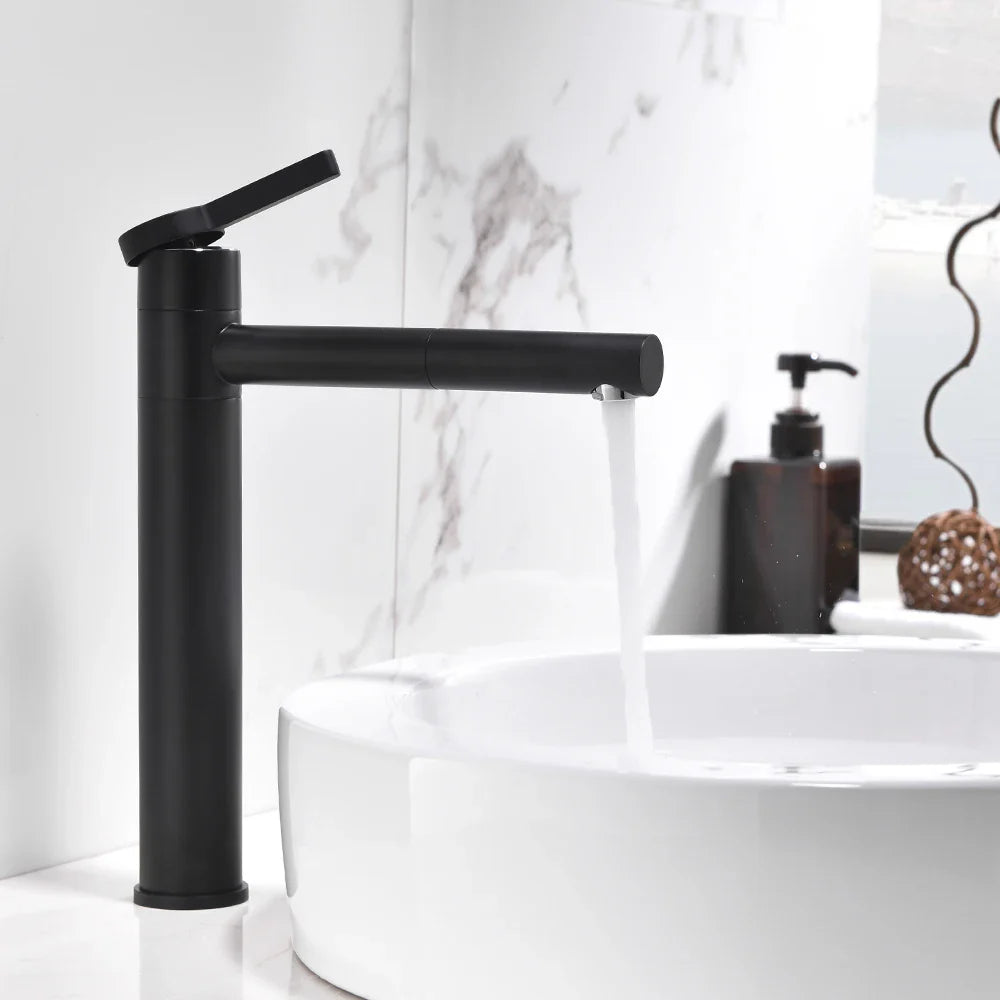 Afralia™ Brass Bathroom Faucet Vessel Sink Mixer Swivel Spout Deck Mounted White Tap