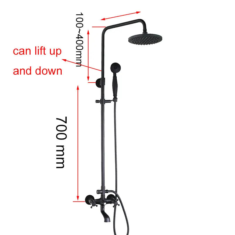 Afralia™ Matte Black Dual Handle Shower Set with 8 Inch Rainfall Shower Head
