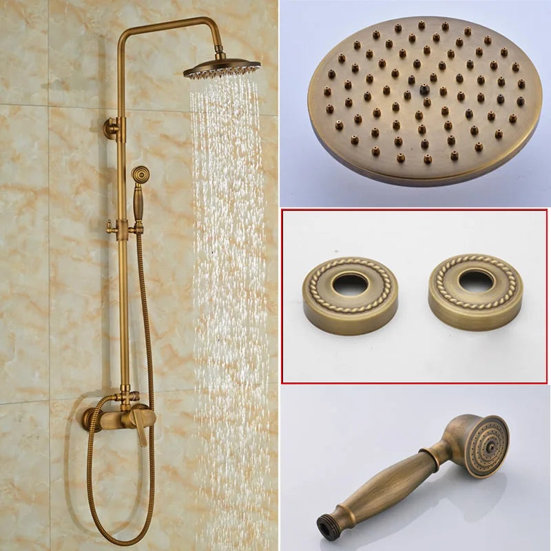 Afralia™ Brass Rainfall Shower Faucet Set with Handshower