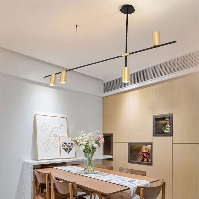 Scandinavian Style Kitchen Chandelier Black and Gold Afralia™ Designer Lamp