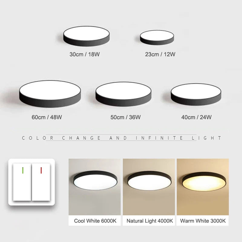 Afralia™ Nordic LED Ceiling Lights Ultra Thin Modern Bedroom Lamps