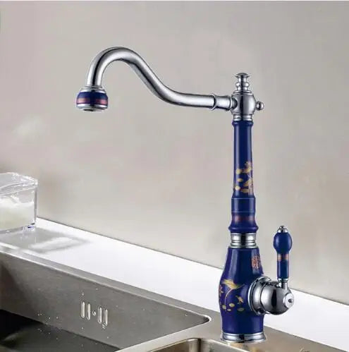 Afralia™ Brass Porcelain Kitchen Faucet, Chrome Finish Swivel Basin Sink Mixer