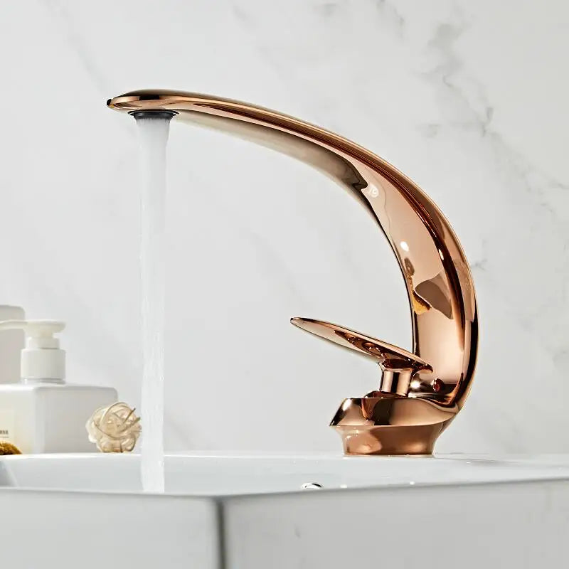 Afralia™ Rose Gold Basin Faucet with Single Handle for Bathroom Sink