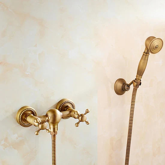 Afralia™ Brass Bidet Mixer Faucet Antique Bathroom Handheld Shower Set