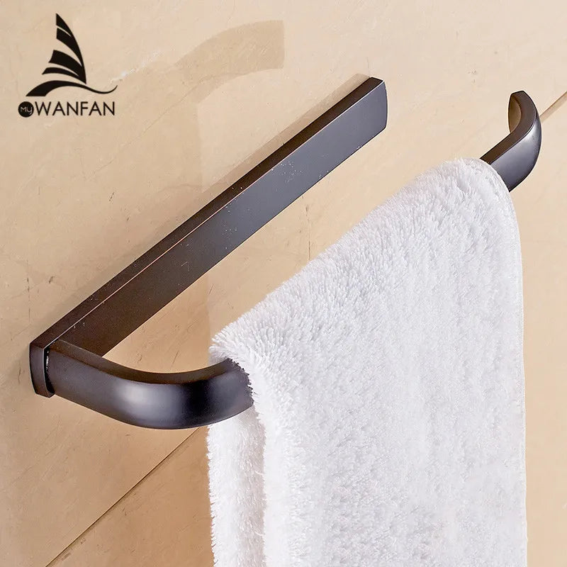 Afralia™ Brass Bathroom Accessories Set: Towel Rings, Toilet Paper Holder, Towel Rail, Shelf