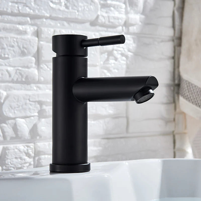 Afralia™ Matte Black Stainless Steel Bathroom Sink Faucet One Hole Basin Mixer Tap