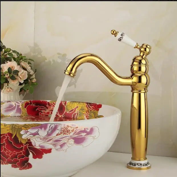 Afralia™ Modern Gold Rose Gold Finish Luxury Bathroom Sink Faucet