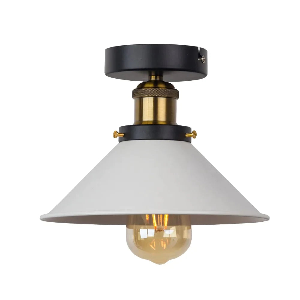 Afralia™ Farmhouse White Metal Shade Ceiling Light for Bedroom Dining Room Kitchen