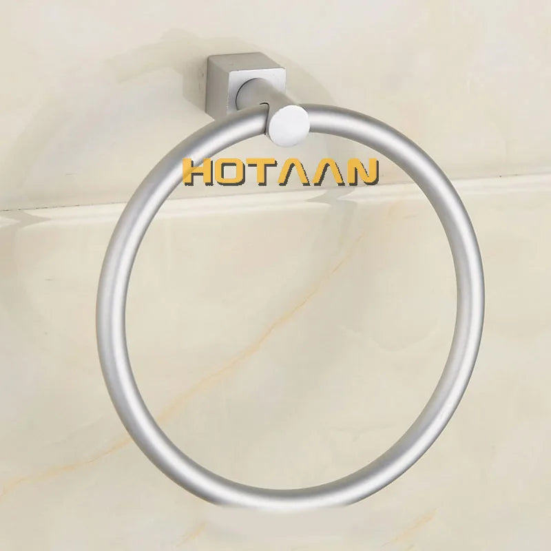 Afralia™ Aluminium Round Towel Holder Rings Wall Mounted Bathroom Accessories