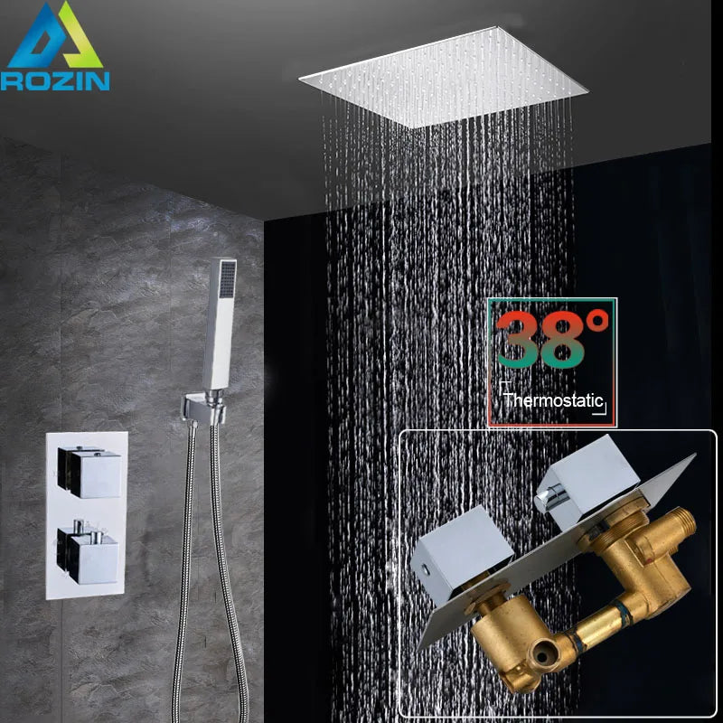Afralia™ Stainless Steel Shower Faucet System with 16" Big Rainfall Shower Head
