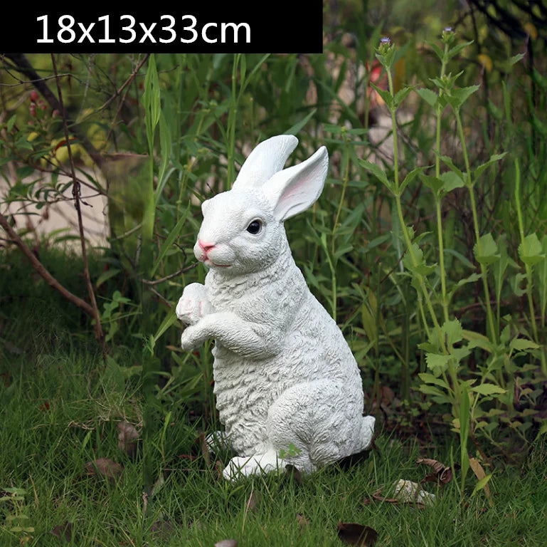 Resin Rabbit Garden Decor by Afralia™ - Adorable Outdoor Sculpture Ornament