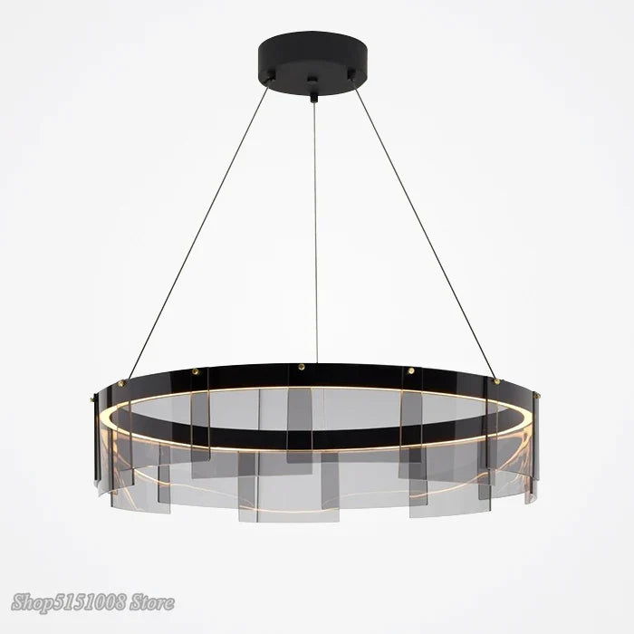 Afralia™ LED Glass Ring Pendant Lights: Modern Iron Art Hanging Lamps for Home Décor