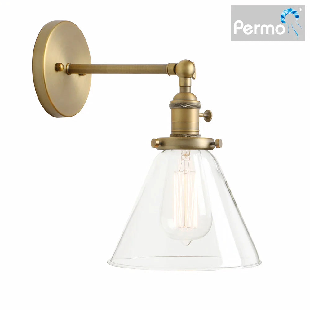 Afralia™ Funnel Glass Wall Lamp E27 Sconce Modern Bedroom Light Fixtures