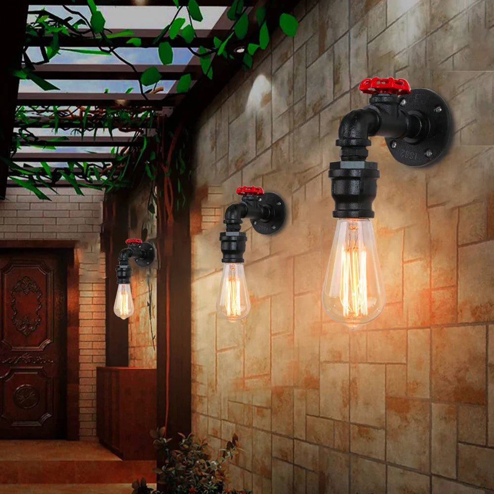 Afralia™ Industrial Water Pipe LED Wall Lamp for Home Decor