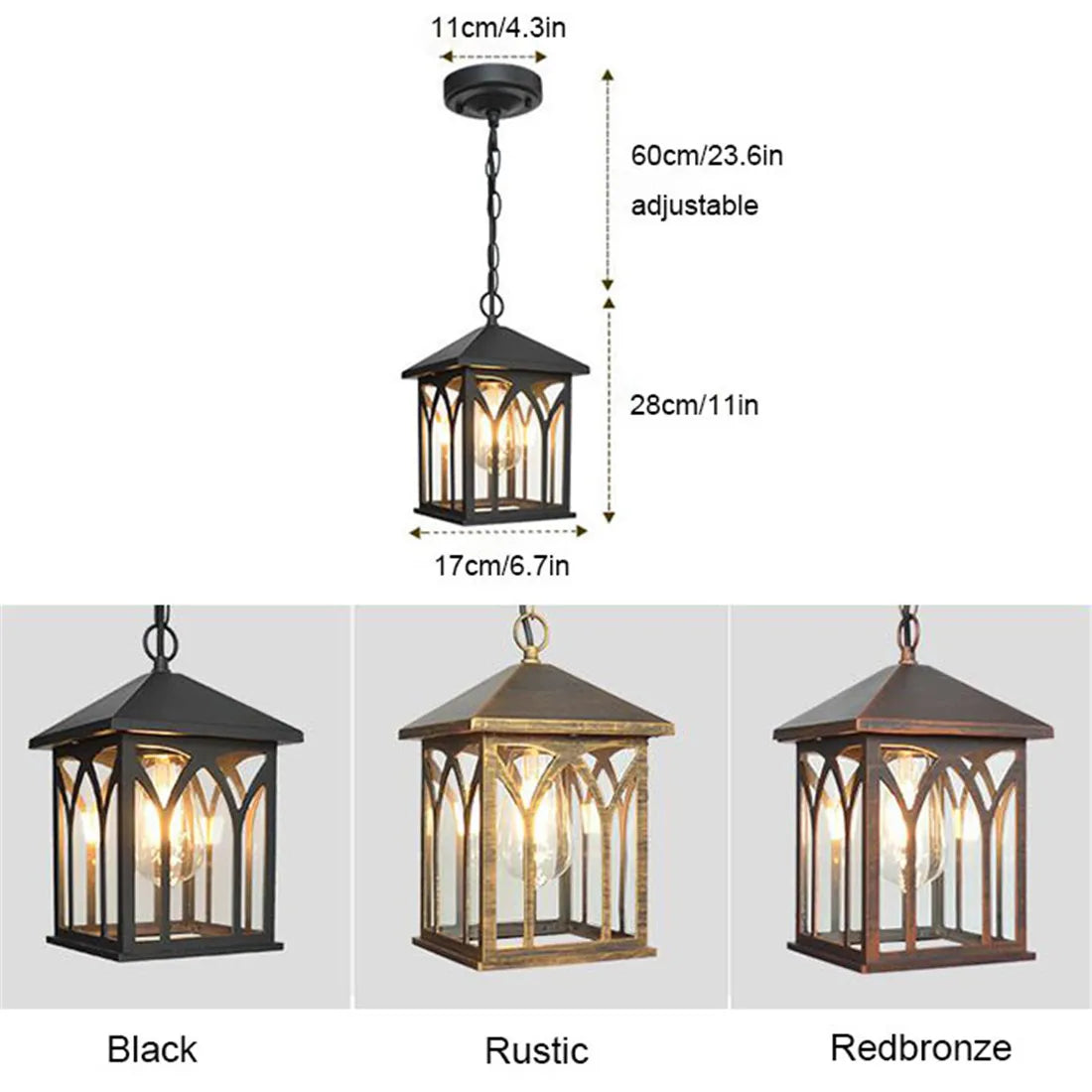 Afralia™ Vintage Glass Pendant Light for Porch Foyer, Adjustable Height, E27 Indoor/Outdoor Hanging Lantern