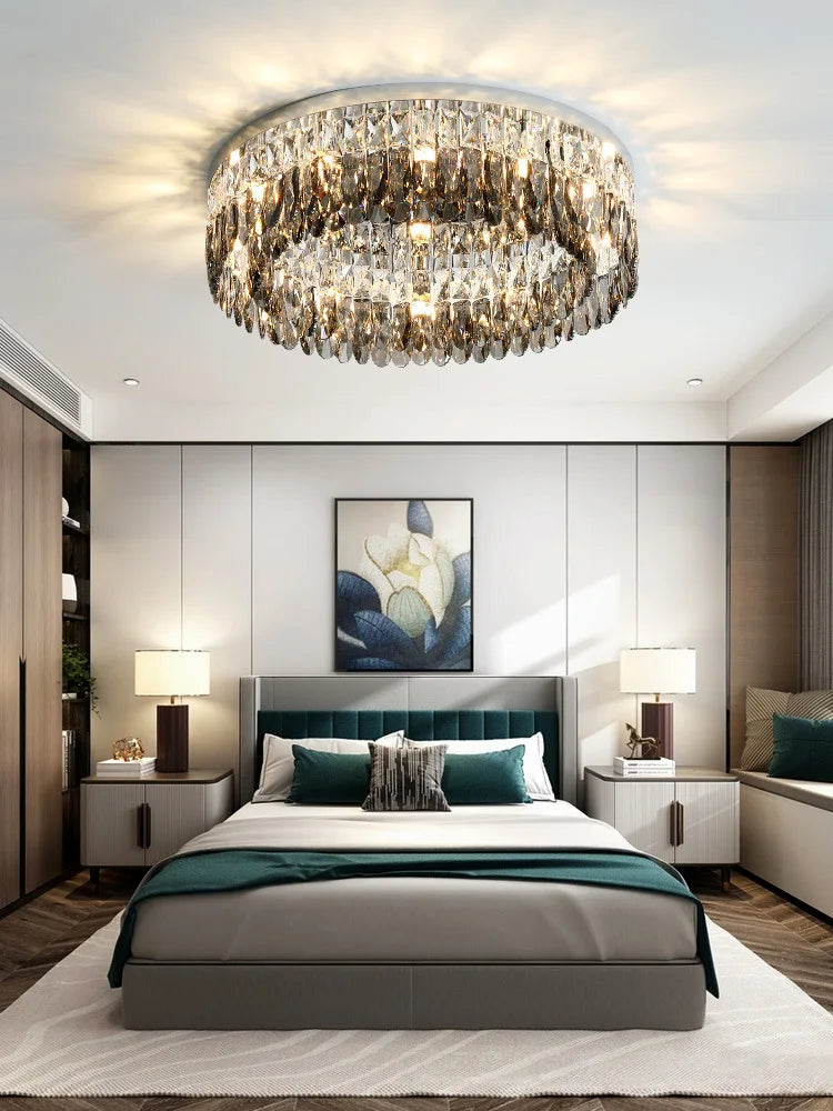 Afralia™ Crystal Chrome Ceiling Lamp - Simple Modern Nordic Living Room Dining Bedroom Lighting