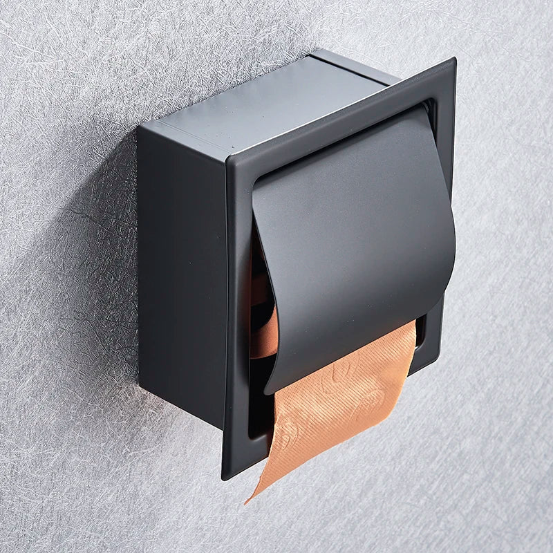 Afralia™ Stainless Steel Toilet Paper Holder Polished Chrome Wall Mounted Concealed Box