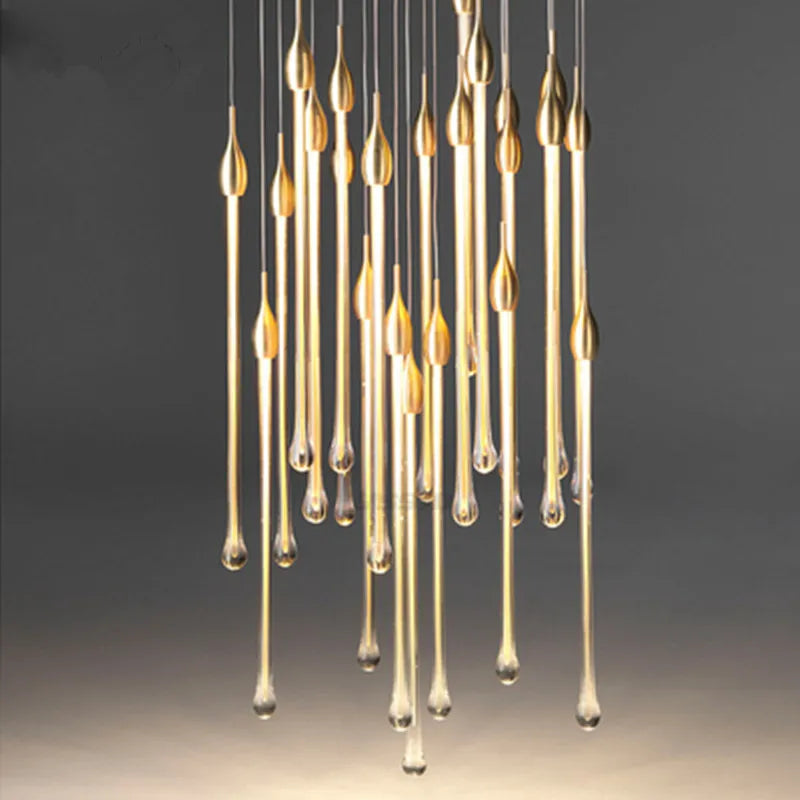 Afralia™ Luxury Crystal Chandelier - Gold Rectangle LED Staircase Dining Kitchen Lighting