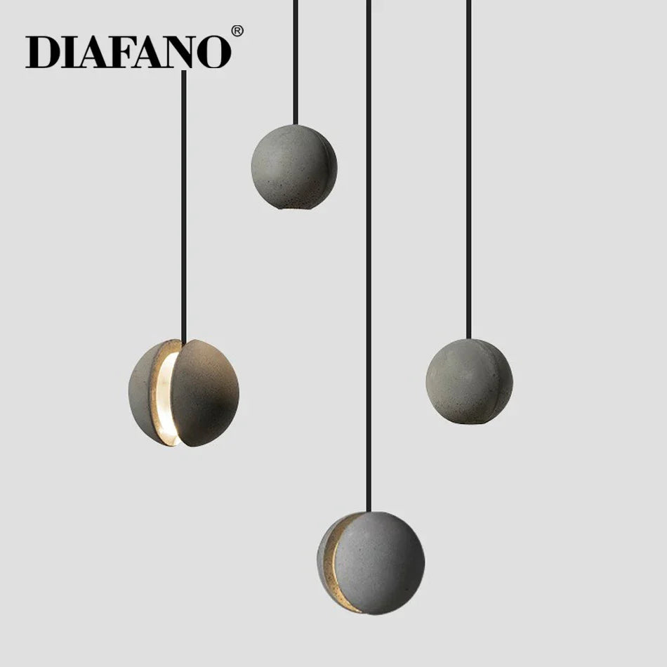 Afralia™ Cement Pendant Light | Nordic Design Moon Planet Hanging Lamp for Dining Room