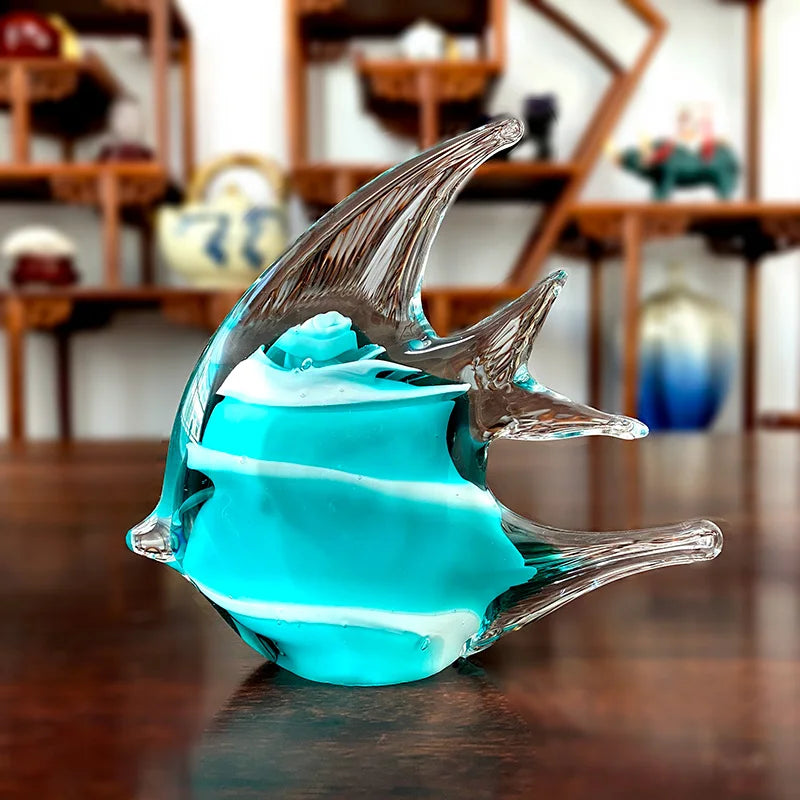 Afralia™ Vivid Crystal Glass Fish Figurines Sculpture Home Decor Gift