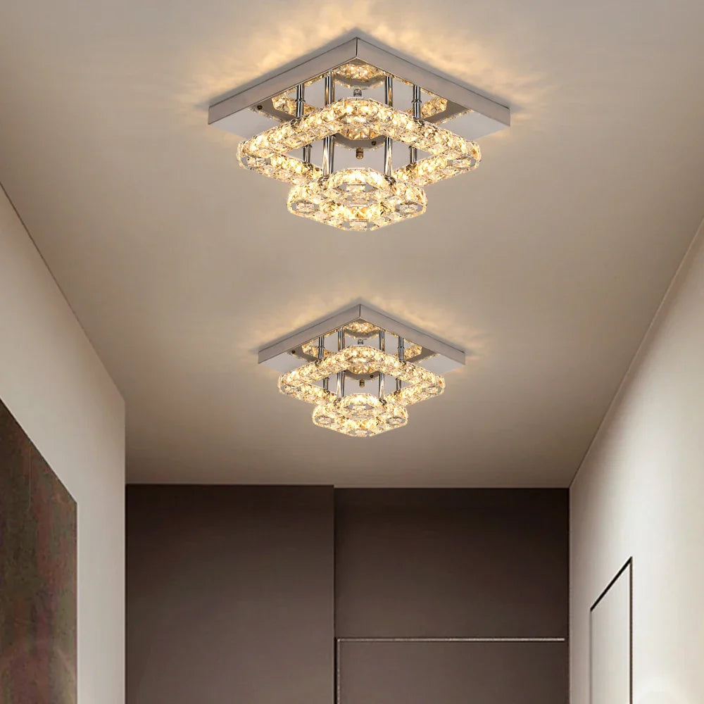 Afralia™ Crystal LED Ceiling Chandelier Modern Lighting Fixture for Home Hotel Decor
