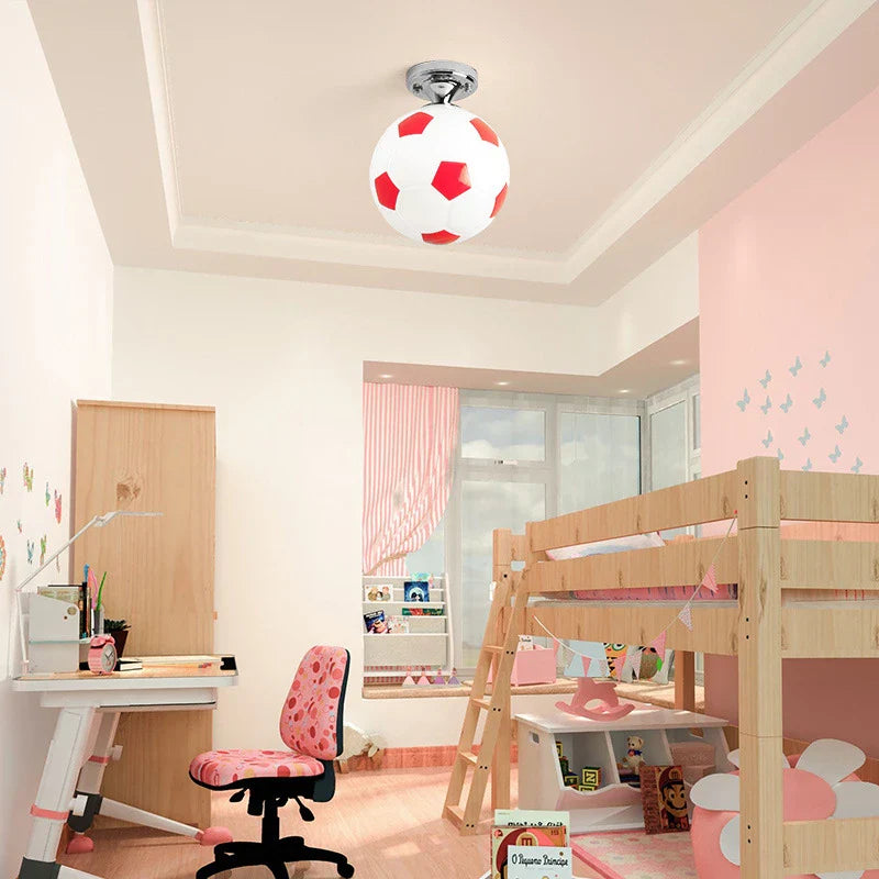 Afralia™ LED Soccer Ball Ceiling Light for Boys Room, Indoor Lighting Fixture