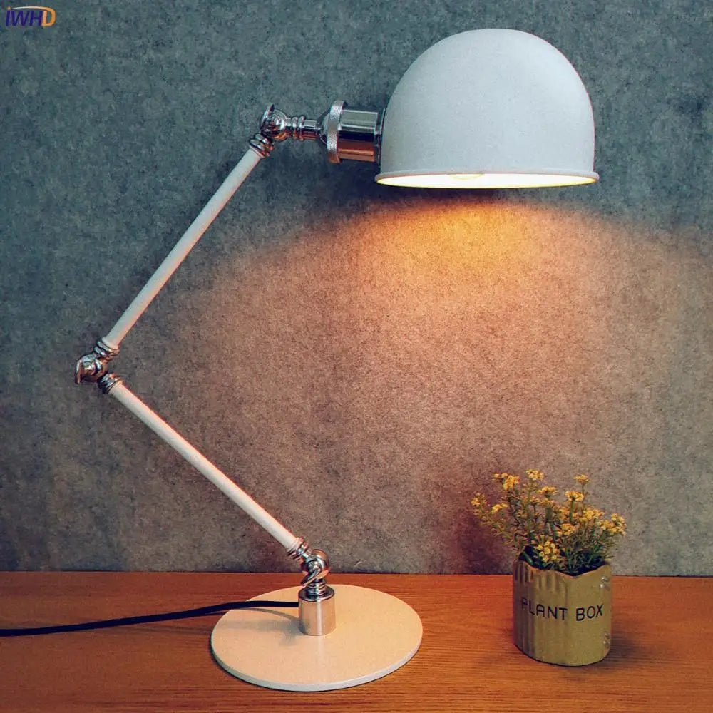 Afralia™ Vintage LED Desk Lamp Industrial White Loft Decor Luminaria De Mesa