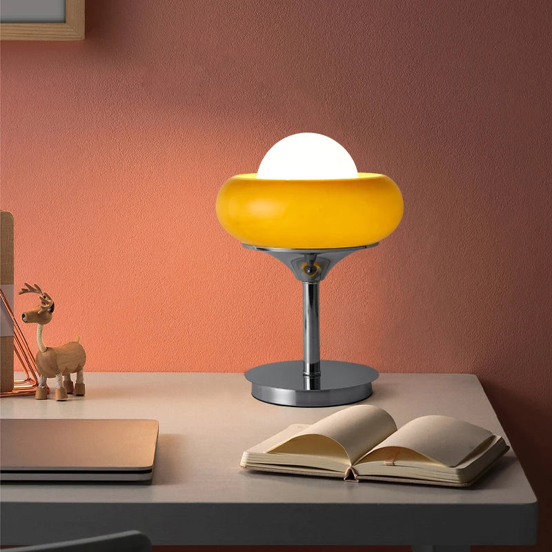 Afralia™ Glass Egg Tart Desk Lamp for Living Room Bedroom Office