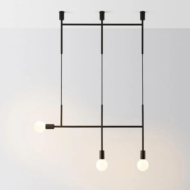 Afralia™ Black Rose Gold Long Tube Chandelier | Nordic Design for Cafe, Bar & Restaurant